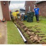 French drain being installed